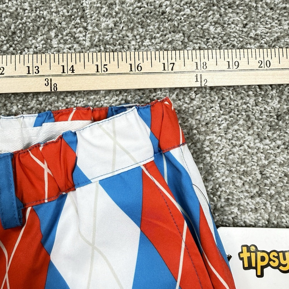 Tipsy Elves Men's American Argyle Golf Pants Red White Blue Patriotic Size L NWT - Picture 4 of 14